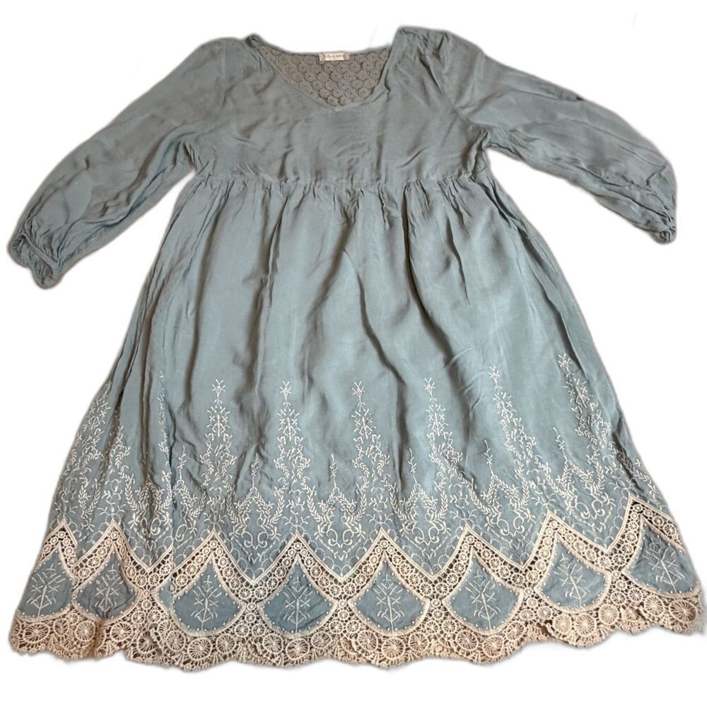 Altar'd State Blue Mid Length Bohemian Lace Dress Size M